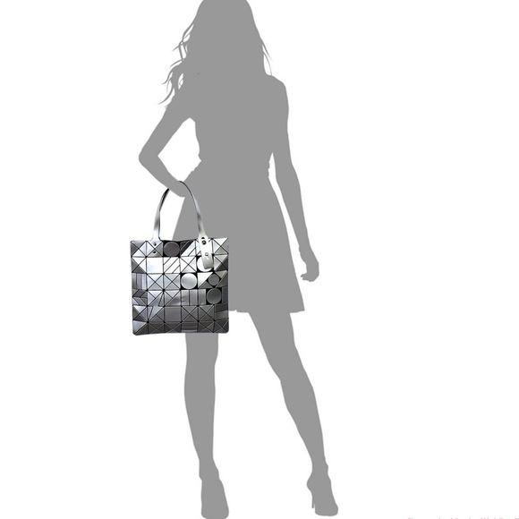 Geometric Checker Cut Out Gun Metal Silver Tote - Picture 4 of 9